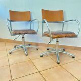 Pair of 1980 high-rise armchairs