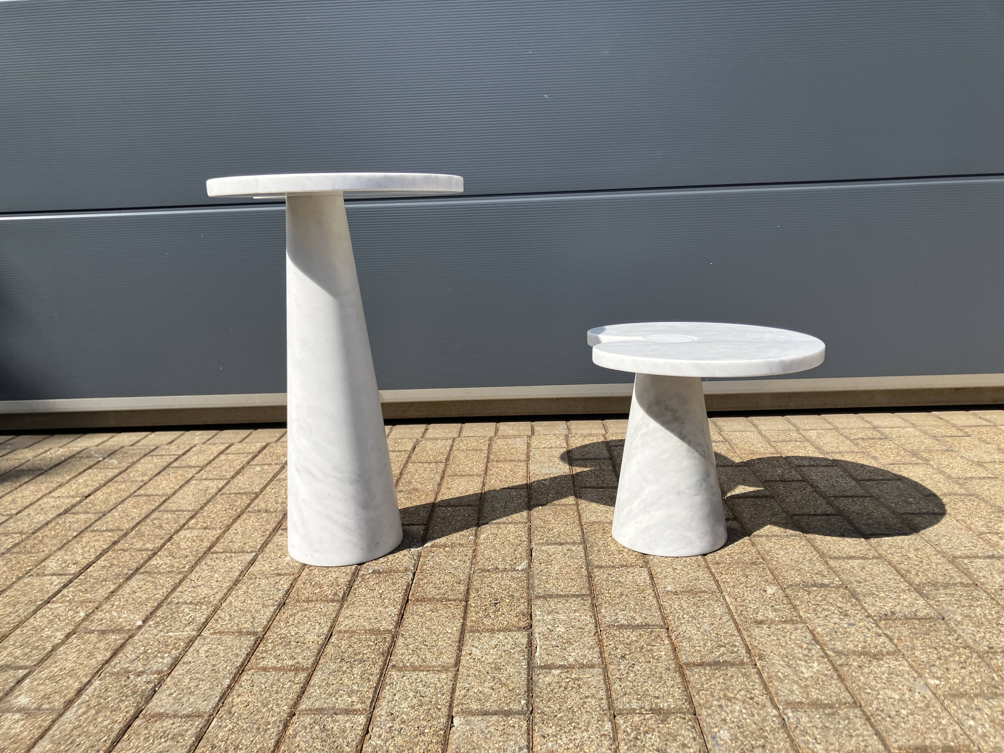 2x Eros Side table Angelo Mangiarotti Carrara marmer Nieuwstaat!