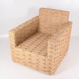 Paire de fauteuils en jonc tressé
