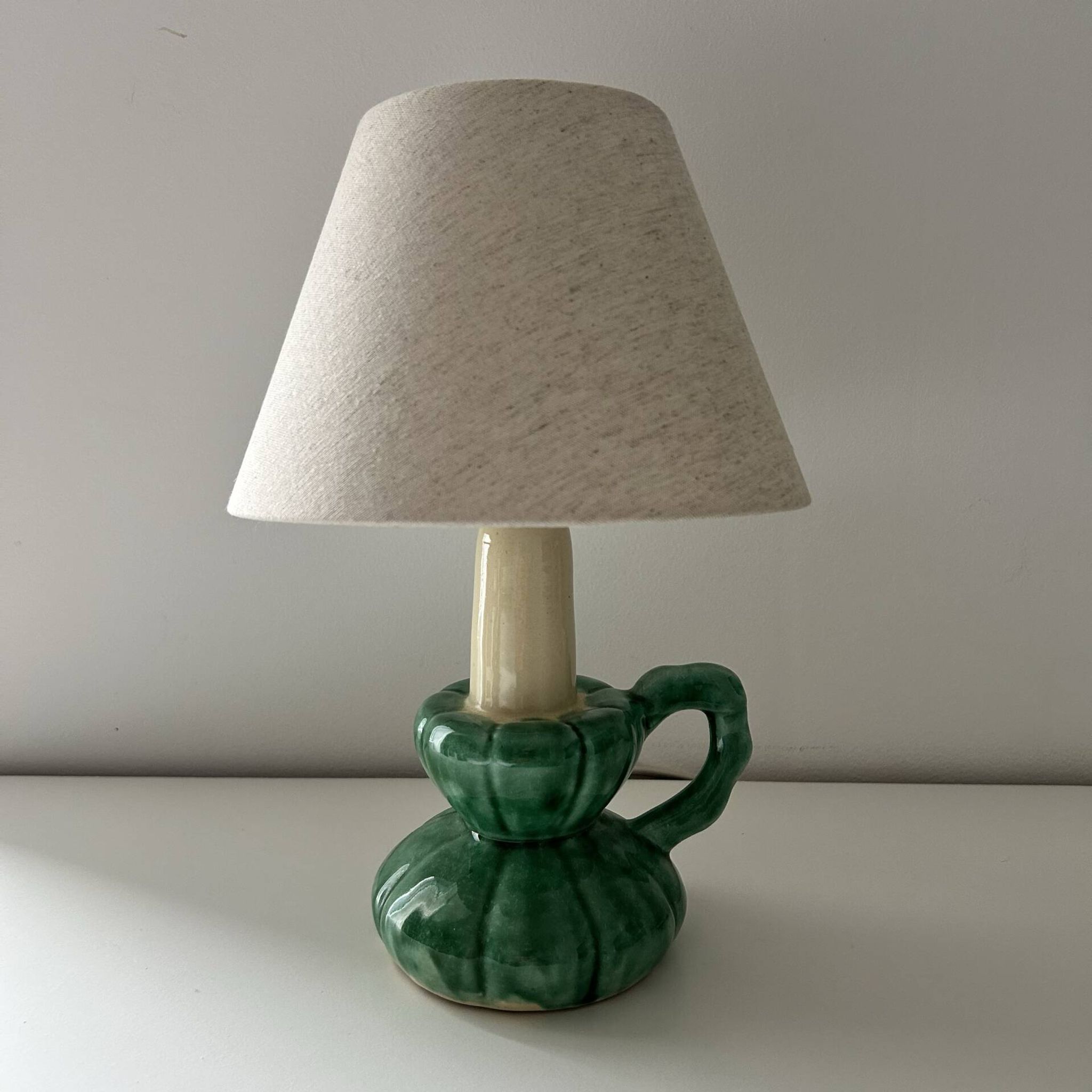 Lampe bougeoir en céramique verte 