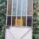 Workshop door 258.4x98.5cm in iron and colored cathedral glass
