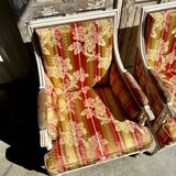 Pair of Louis XVI lacquered bergere chairs circa 1950