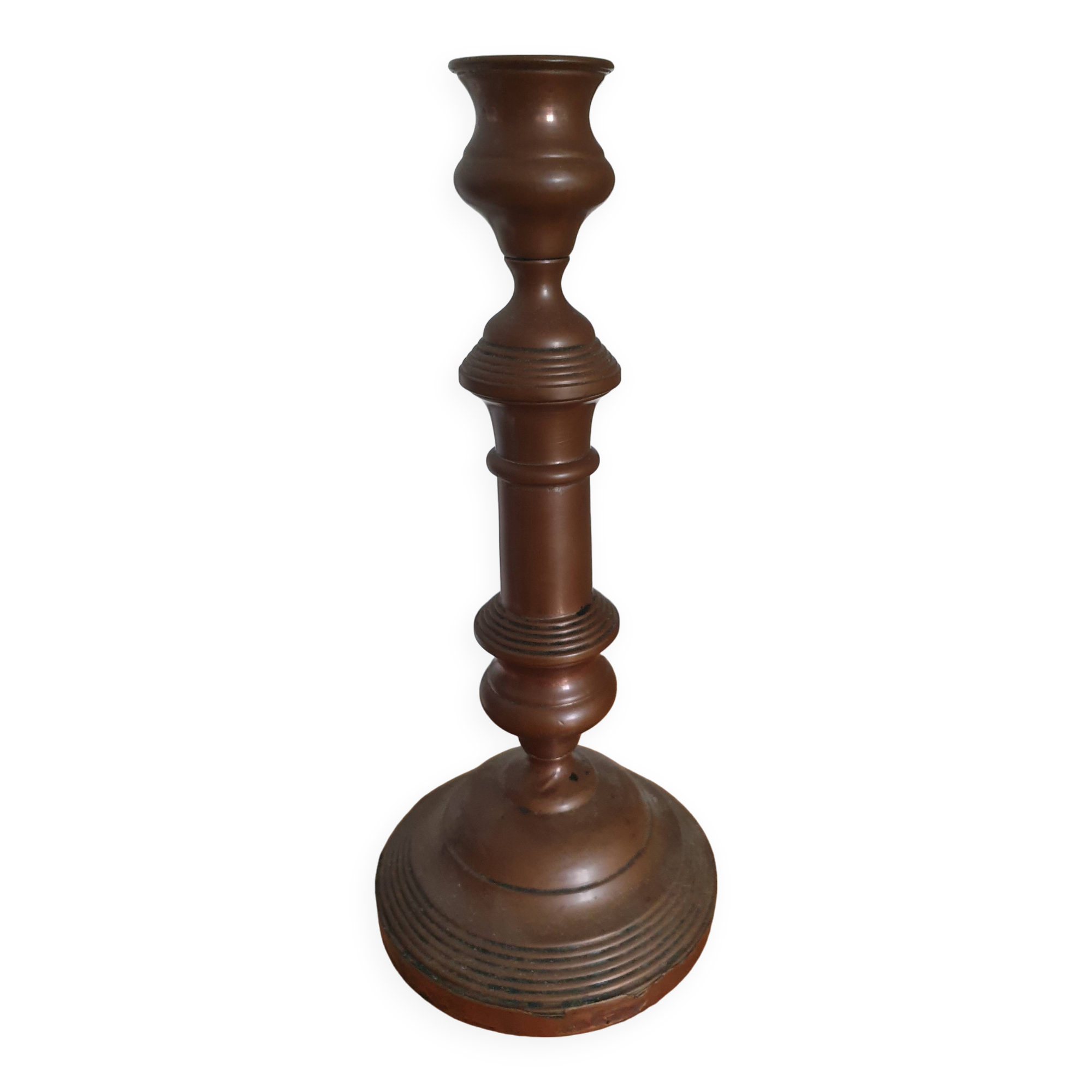 19th century red copper candlestick