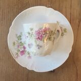 6 antique cups and mismatched saucers