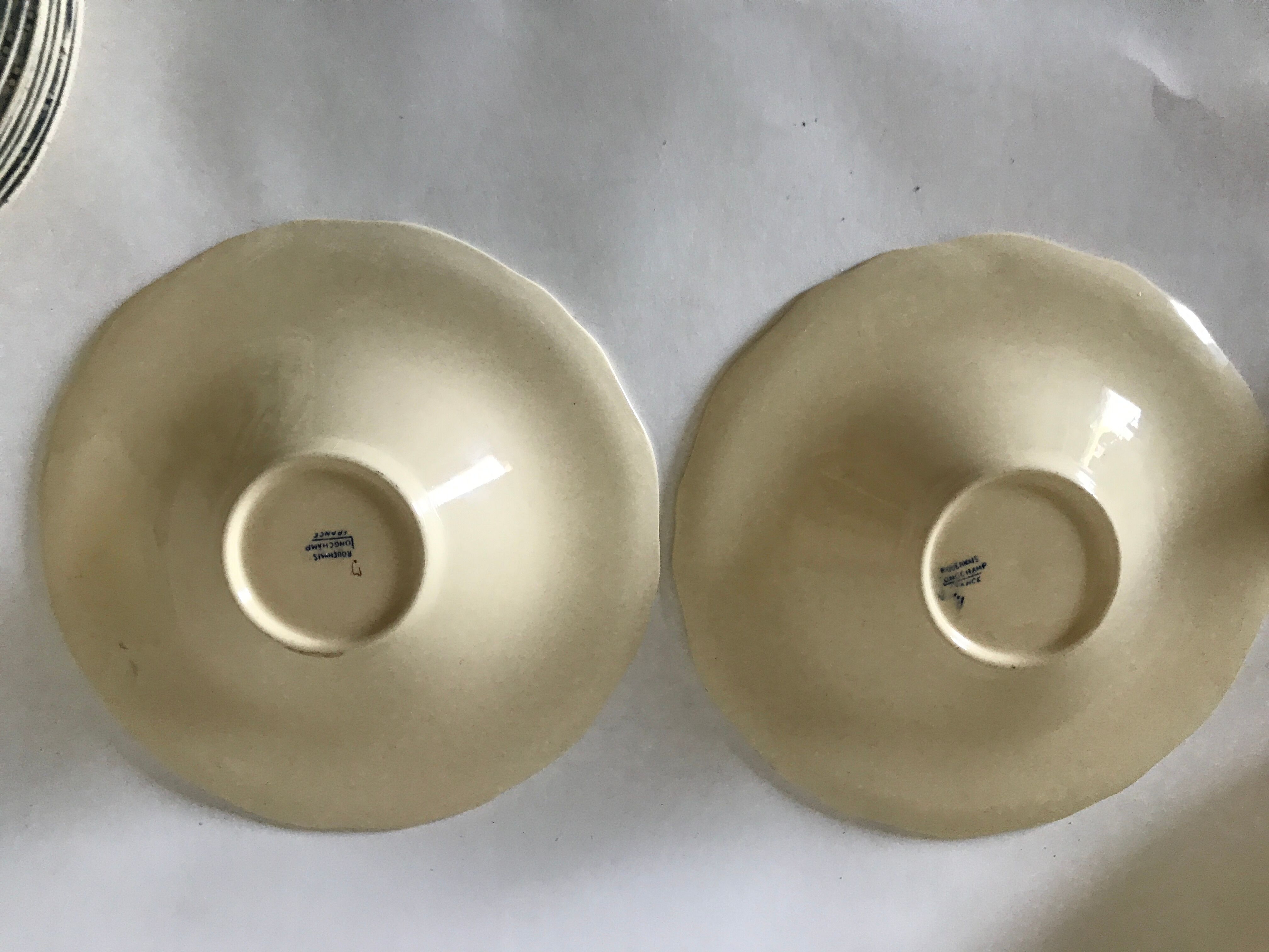 Pair of longchamp Rouennais earthenware cups