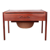 Vintage Danish sewing cabinet, known as "Travailleuse", teak and rattan from the 1960s.