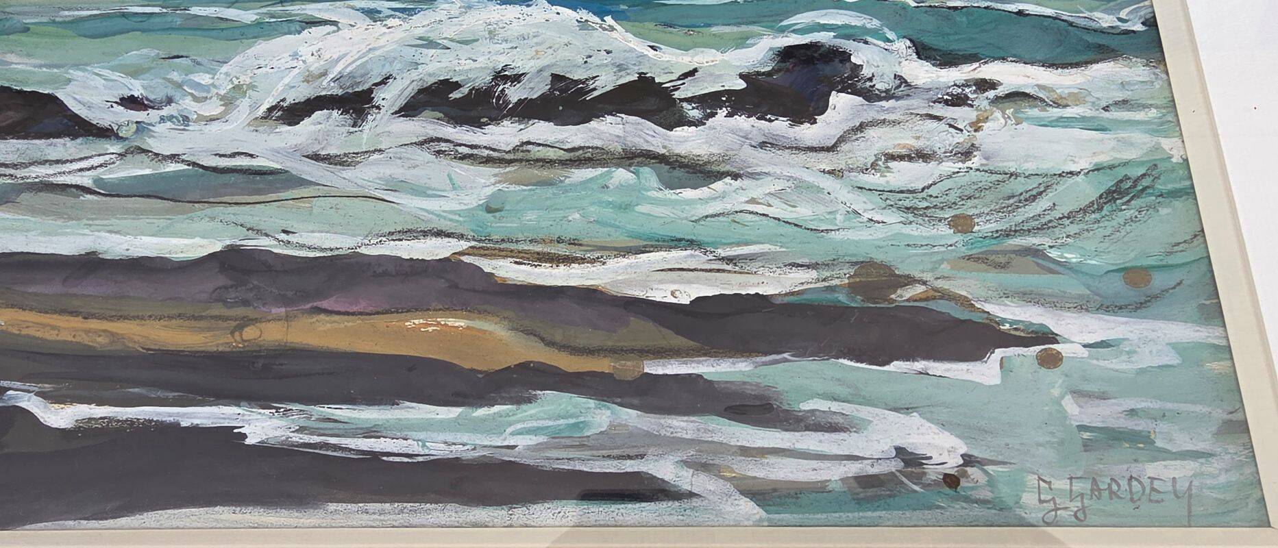 Gardey Germaine, Marine Gouache Rocky Coast circa 1970