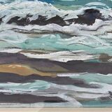 Gardey Germaine, Marine Gouache Rocky Coast circa 1970