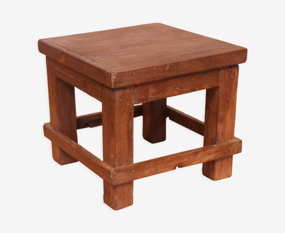 Table de chevet d'atelier en teck birman