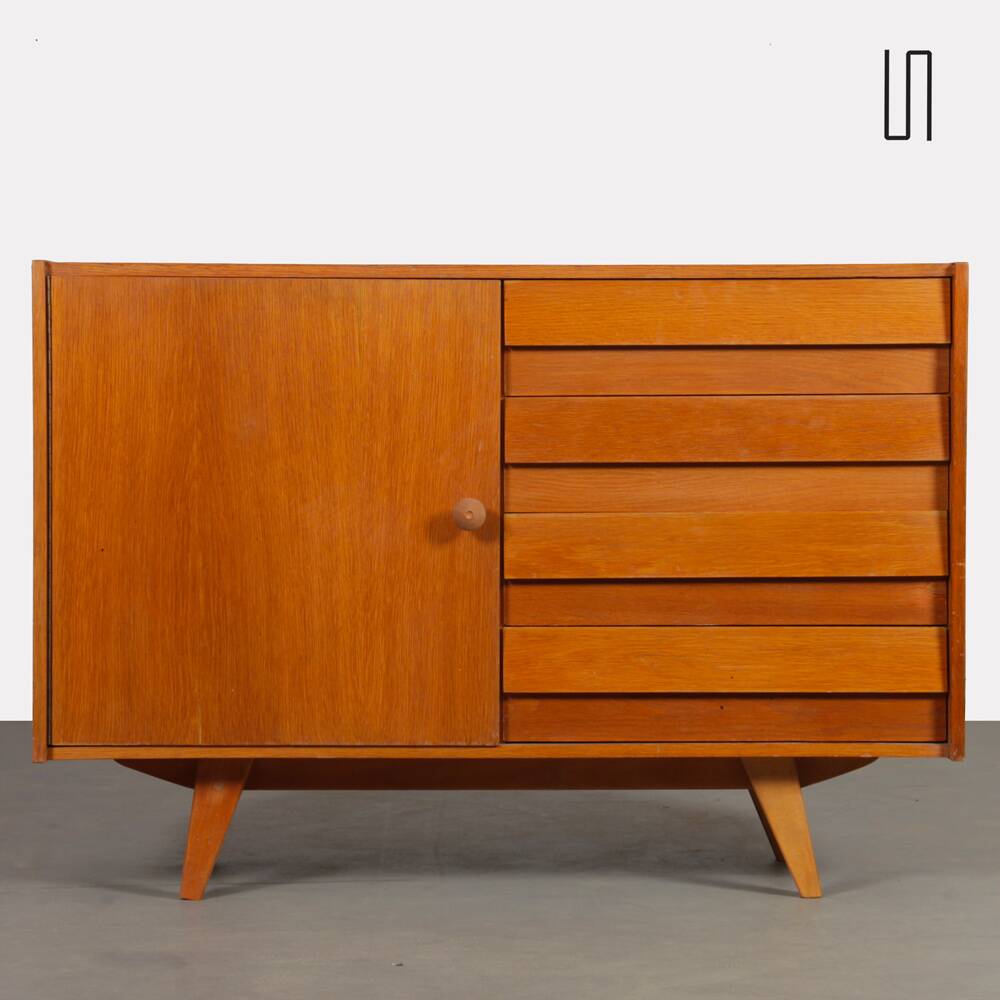 Vintage oak storage by Jiri Jiroutek, model U-458, 1960s
