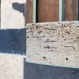 Patinated green baluster table