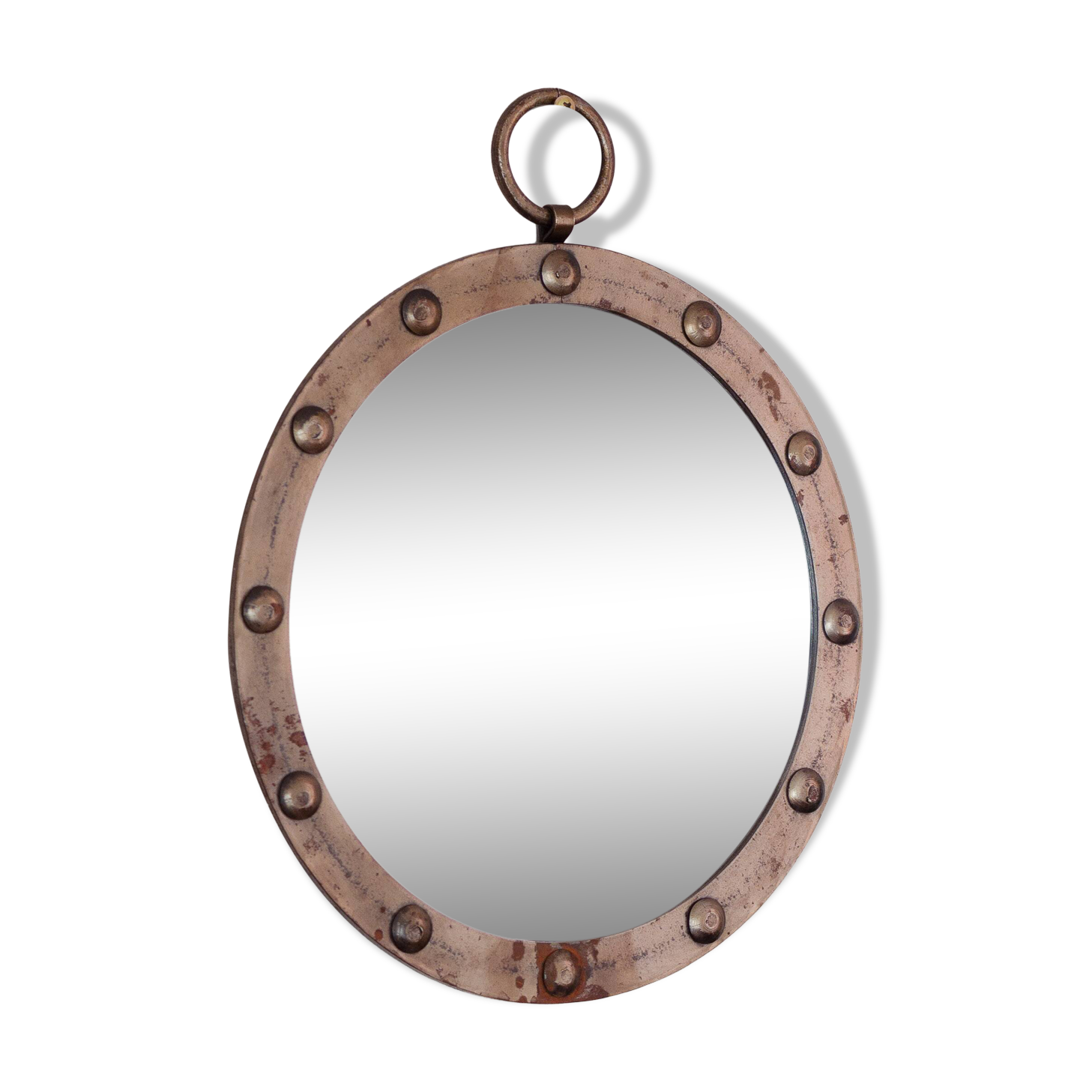 Circular metal porthole mirror, 1950s/60s