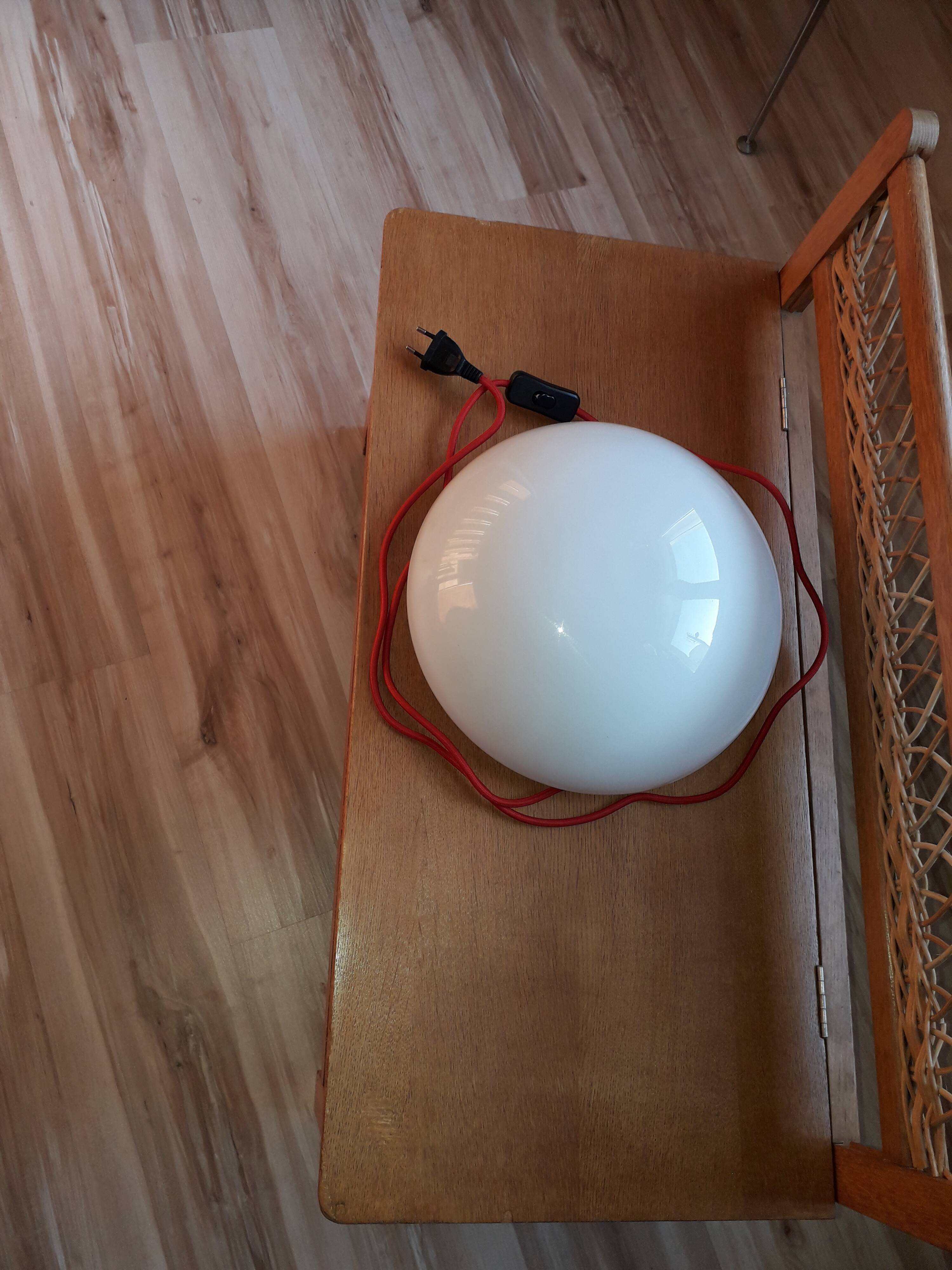 Opaline vintage round bedside lamp