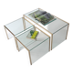 3 nesting coffee tables in glass and gilded metal, 1950-1970