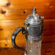 Beautiful moulded glass carafe jug, silver-plated mount, vintage.