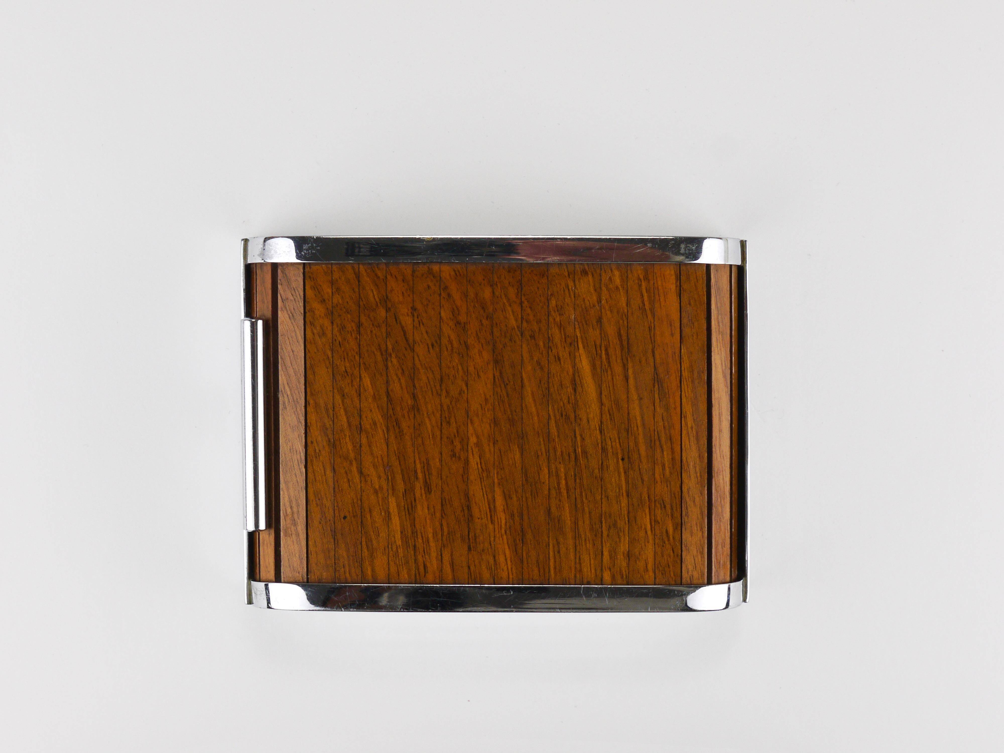 Carl Aubock rolling shutter storage box from the 1930s, cigarette dispenser, walnut, Vienna
