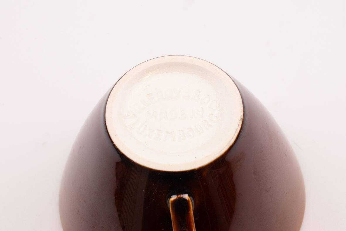 Set of 6 cups and saucers Villeroy & Boch - Bistro model - Brown and white - 1960s