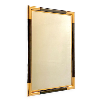 Gold and black marbled metal mirror, 1970s vintage design, Italy