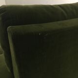 Pair of armchairs, green velvet on wheels, from the 70s