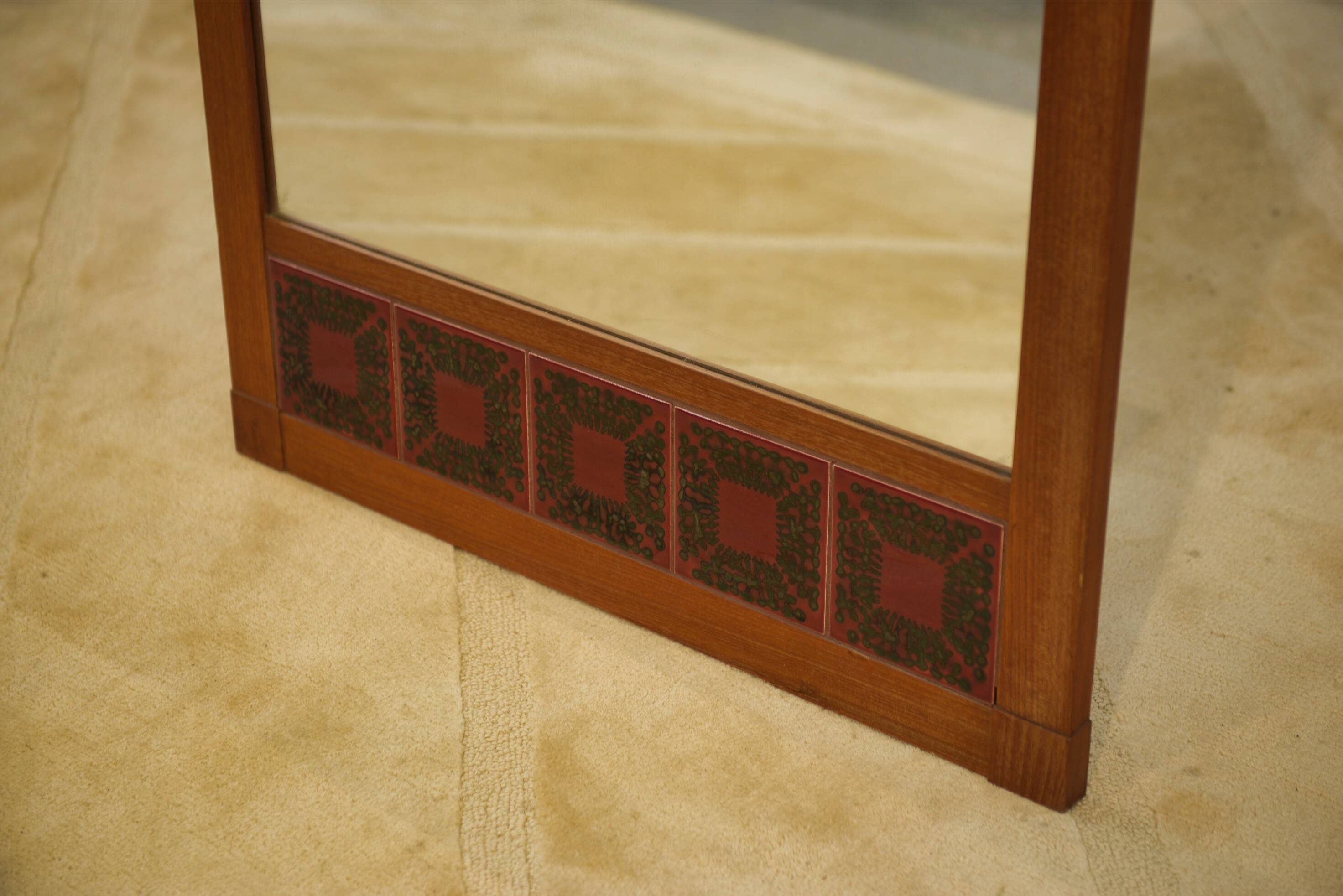 Scandinavian teak and ceramic mirror 1960s
