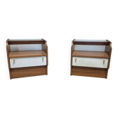 Pair of vintage mid-century bedside cabinets, Czechoslovakia, 47 × 38 × 61 cm