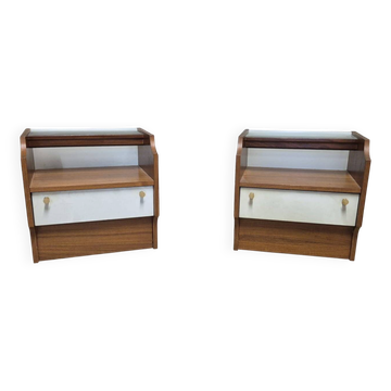 Paire de tables de chevet vintage des années 50, Tchécoslovaquie, 47 × 38 × 61 cm