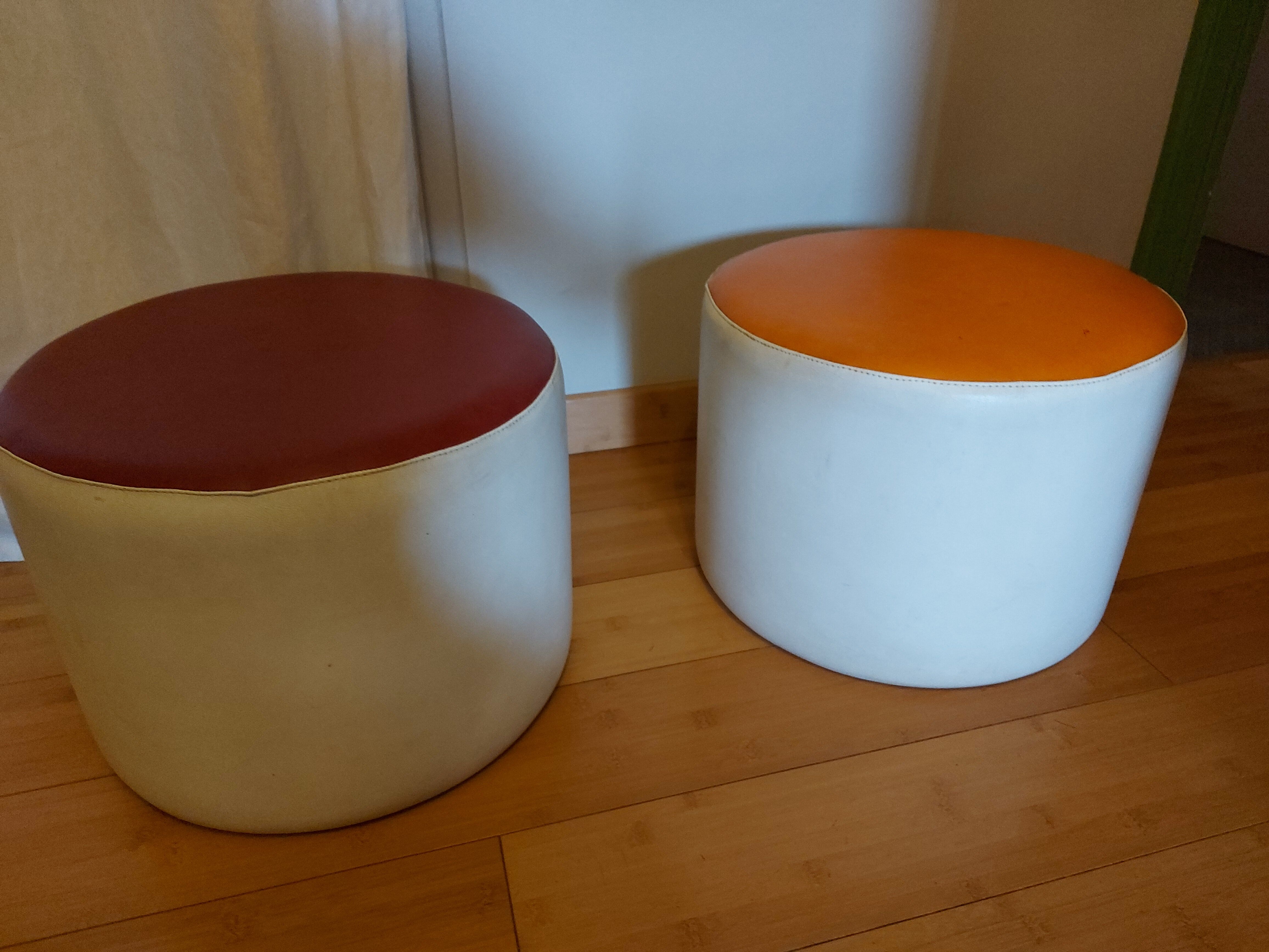 2 vintage skai beanbags, 70's