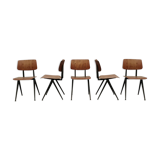 Set of 5 vintage industrial stacking school chairs Galvanitas model S16