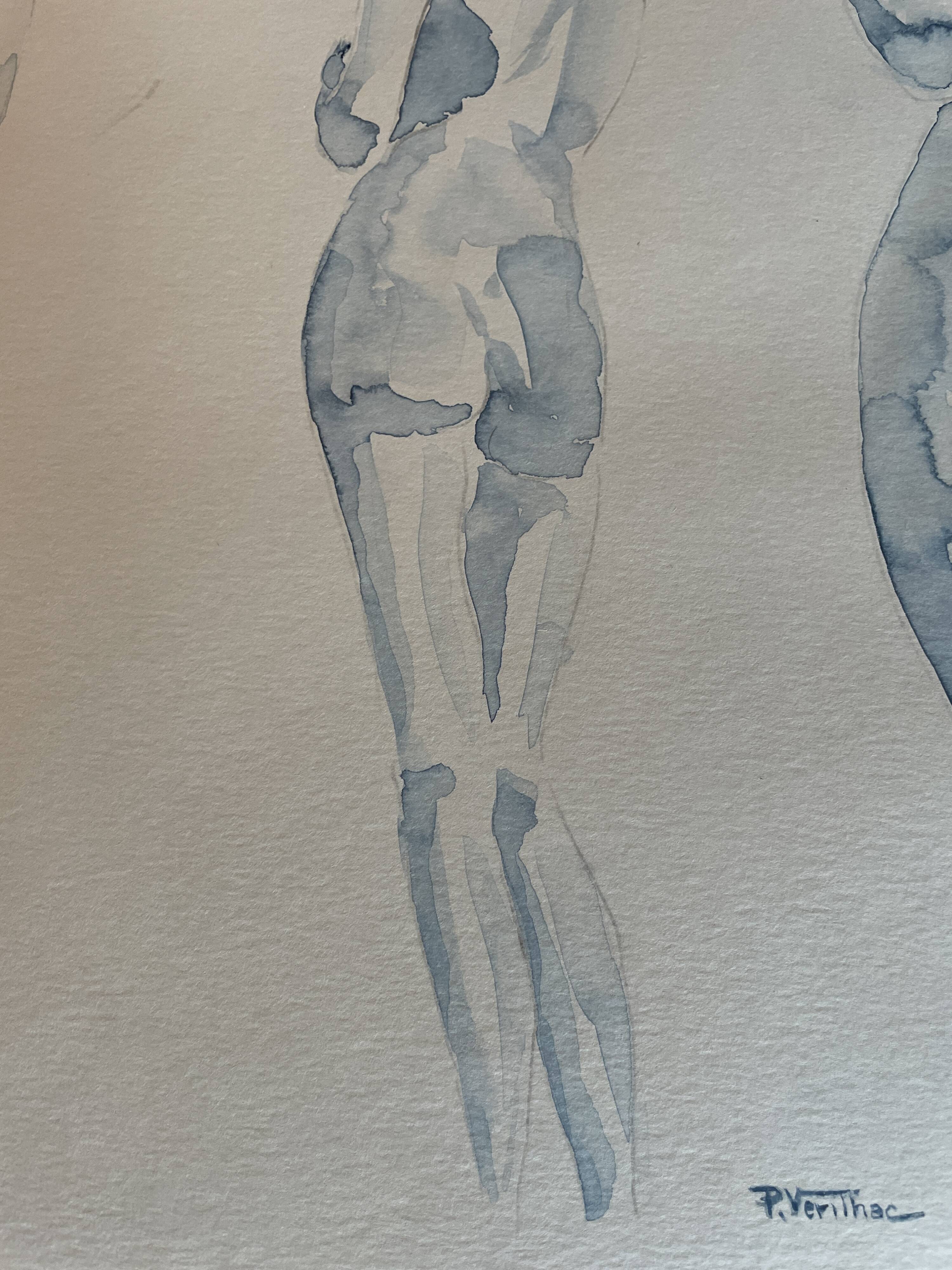 Tableau signé aquarelle « étude de dos féminins »