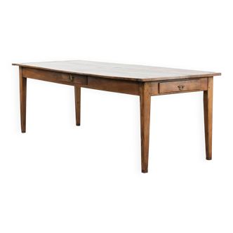 Antique French oak dining table for 6 to 8 people with three drawers