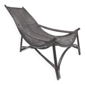 Vintage black rattan deck chair