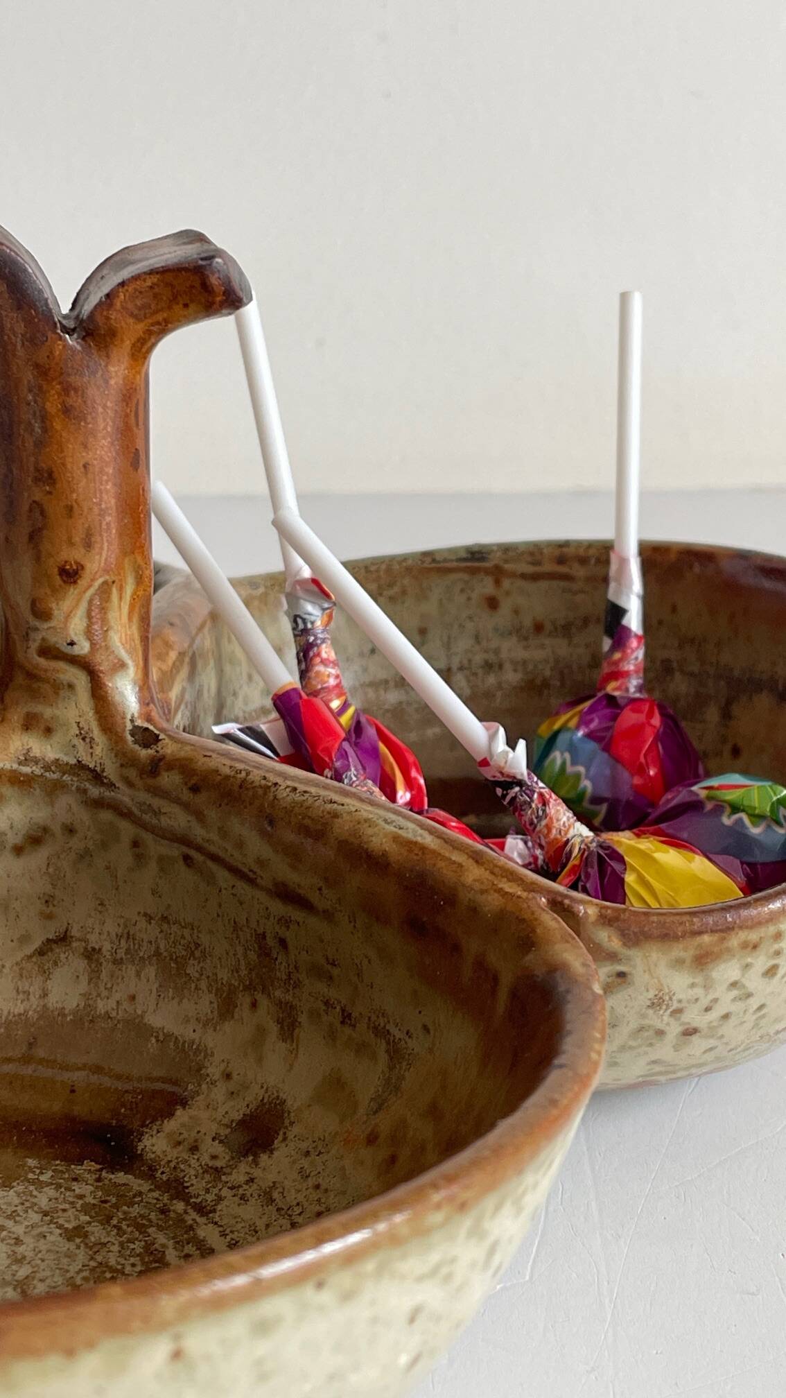 Vintage glazed stoneware appetizer dish