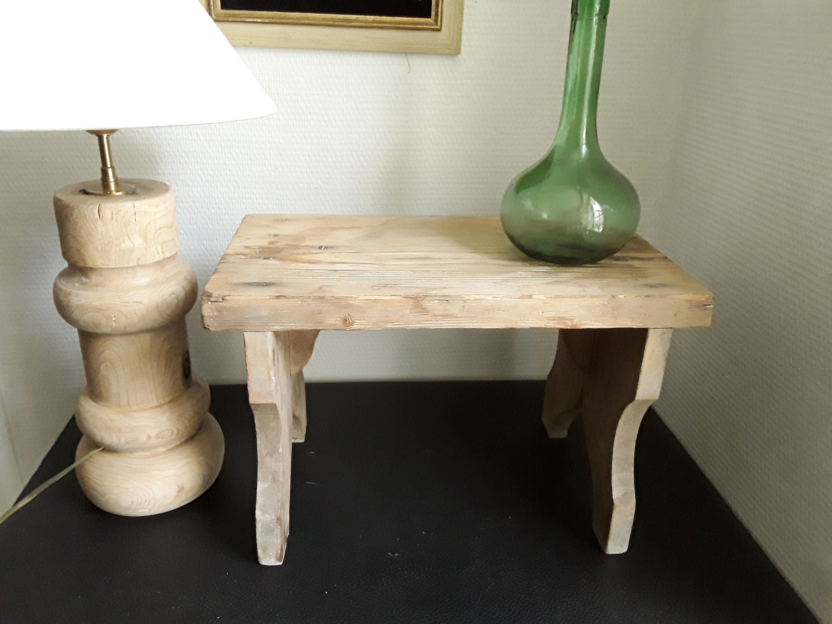 Antique bench stool in solid wood