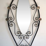 Vintage iron coat rack with mirror