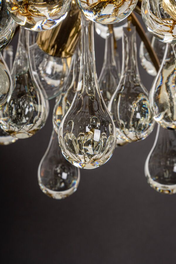 Lustre en verre Murano en forme de goutte, Christoph Palme, Allemagne, années 1970