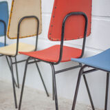 Set of 4 vintage chairs in metal and vinyl