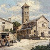 Ancien Tableau Eglise de Chapaize (Saône-et-Loire) Maréchal ferrant HSP signé