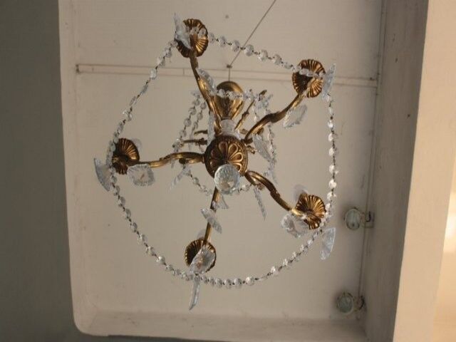 Gilded tassels time 1900 bronze chandelier