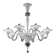 Contemporary Linear Transparent and White With Silver-Leaf Murano Glass Cha