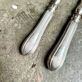 2 silver and bone salad servers