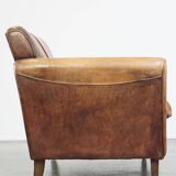 Charming 2-seater designer sofa made of sheep leather with a rustic look