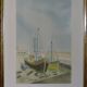 Lithograph sailboats in port 57 x 79 cm