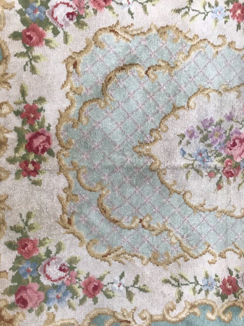 French carpet savonnerie Aubusson handmade 140x202 cm