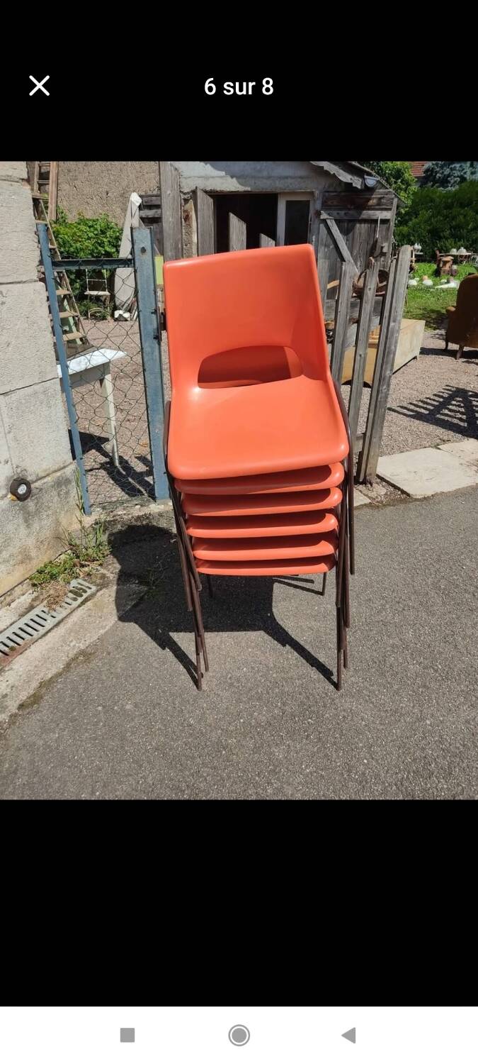 6 orange chairs