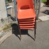 6 orange chairs