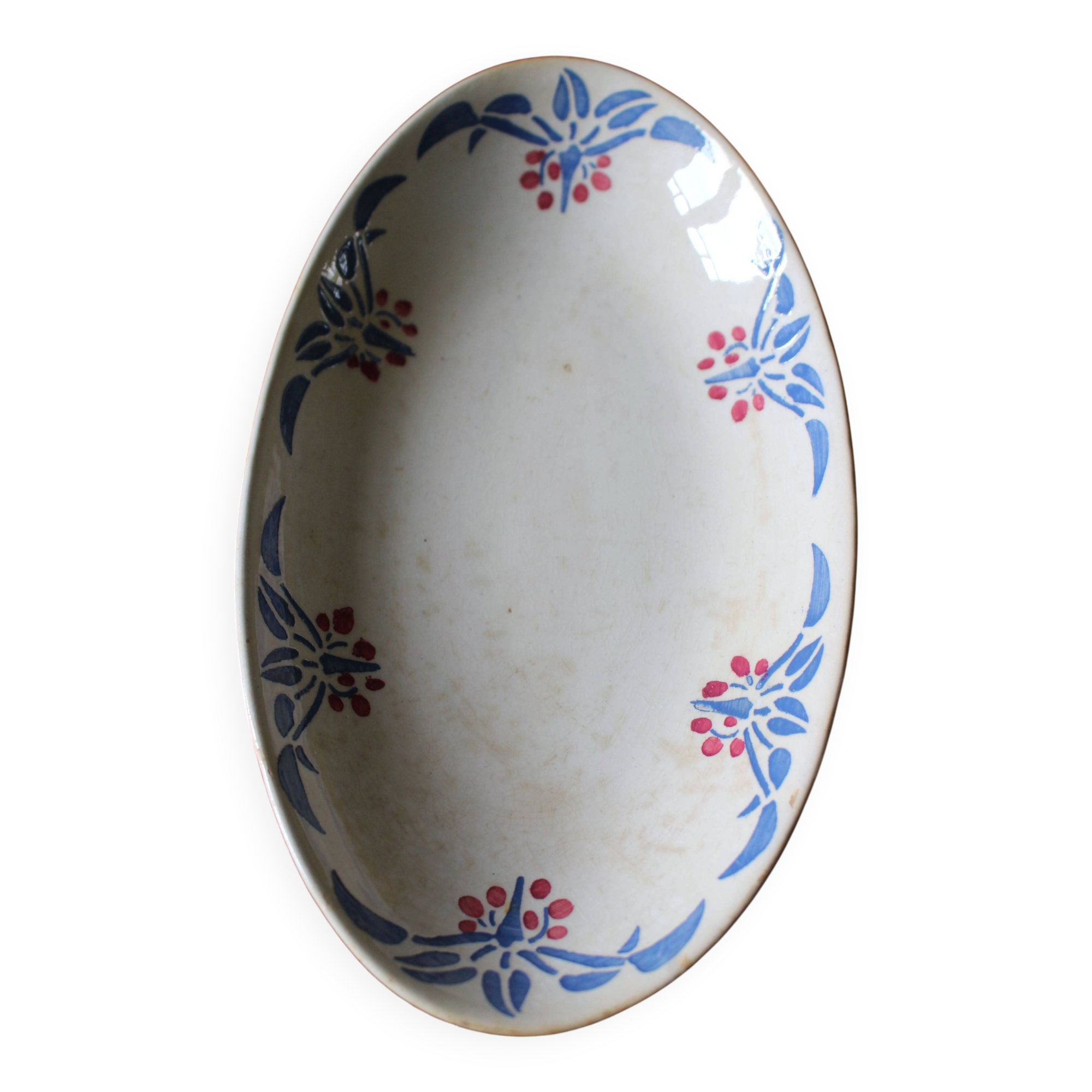 Red and blue Art Deco plate Clotilde HBCM