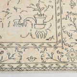 6x10 Large Cream & Black Oriental Vintage Rug, 192x307Cm