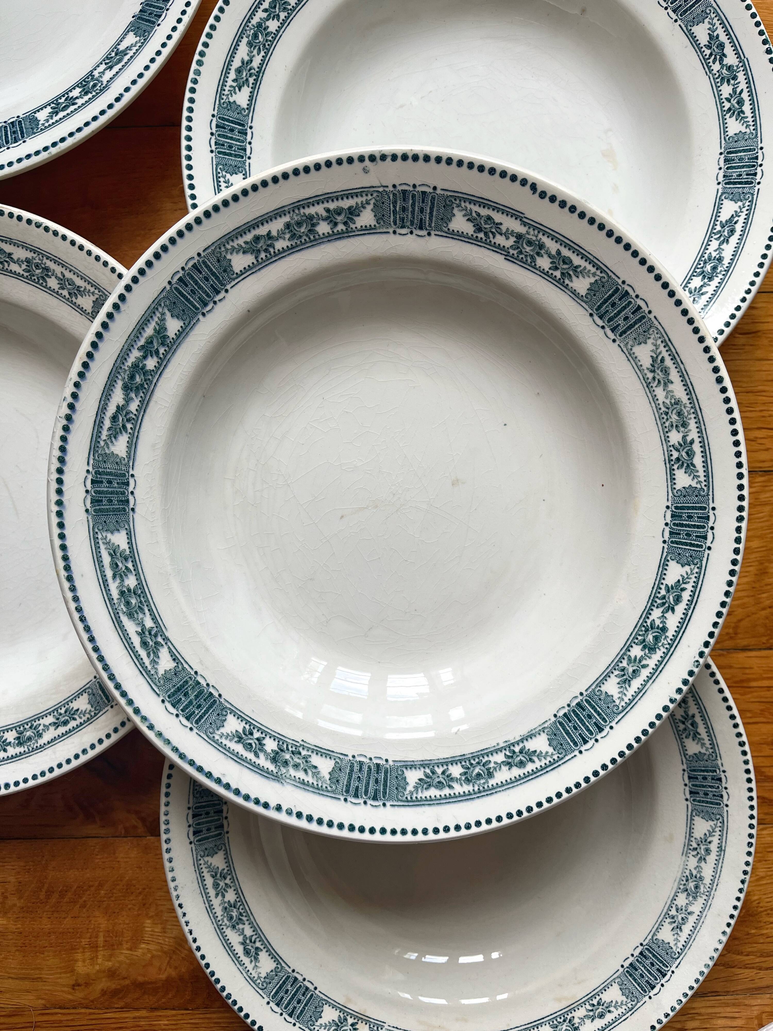 5 Pasteur Moulin des Loups & Hamage ironstone soup plates