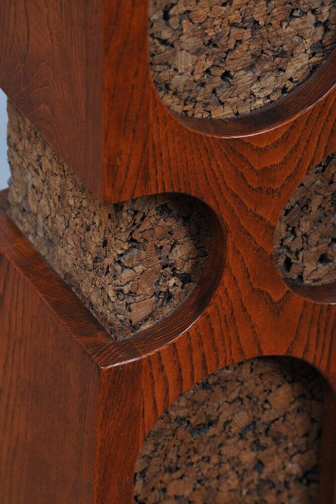 Art Deco Floor Lamp in Oak and Cork, Czech, 1920s
