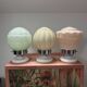 Set of three Thabur globe wall lights in pastel opaline